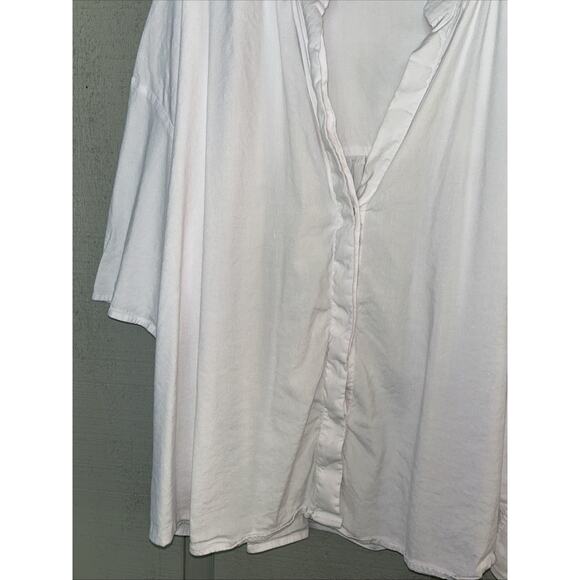 Vince Women’s XL Blouse Top Shirred White Linen Blend Lagenlook Minimalist - Picture 5 of 9